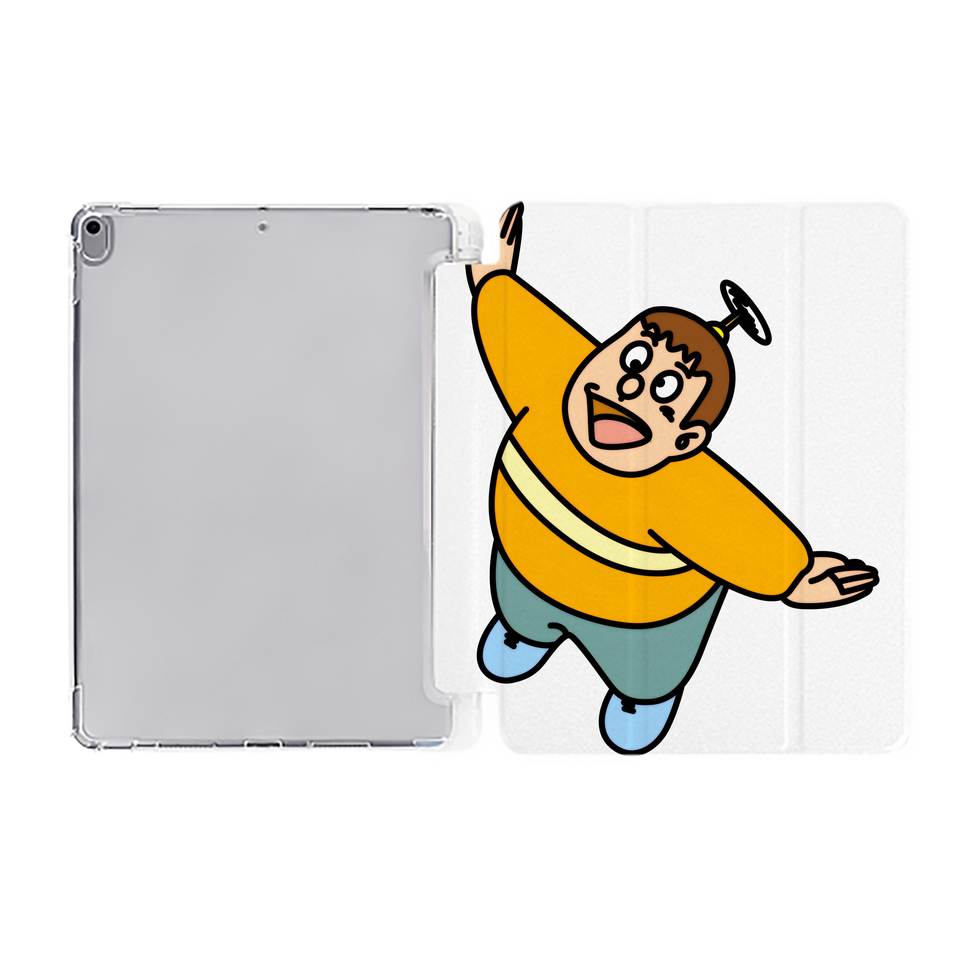 （画像用） ドラえもん 剛田武 Doraemon Gouta Takeshi IPad ケース ペン収納付き 三つ折りスタンド PUレザー×シリコン 対応機種9.5/10.5/10.9インチ